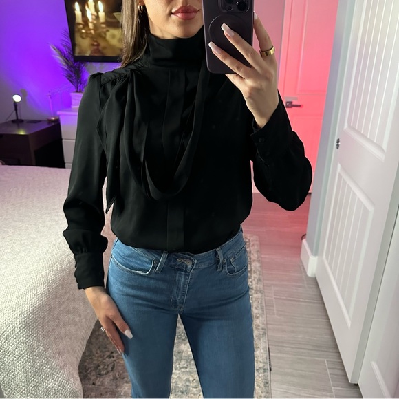 Two for one black and beige long sleeve blouses Size S - Picture 3 of 16